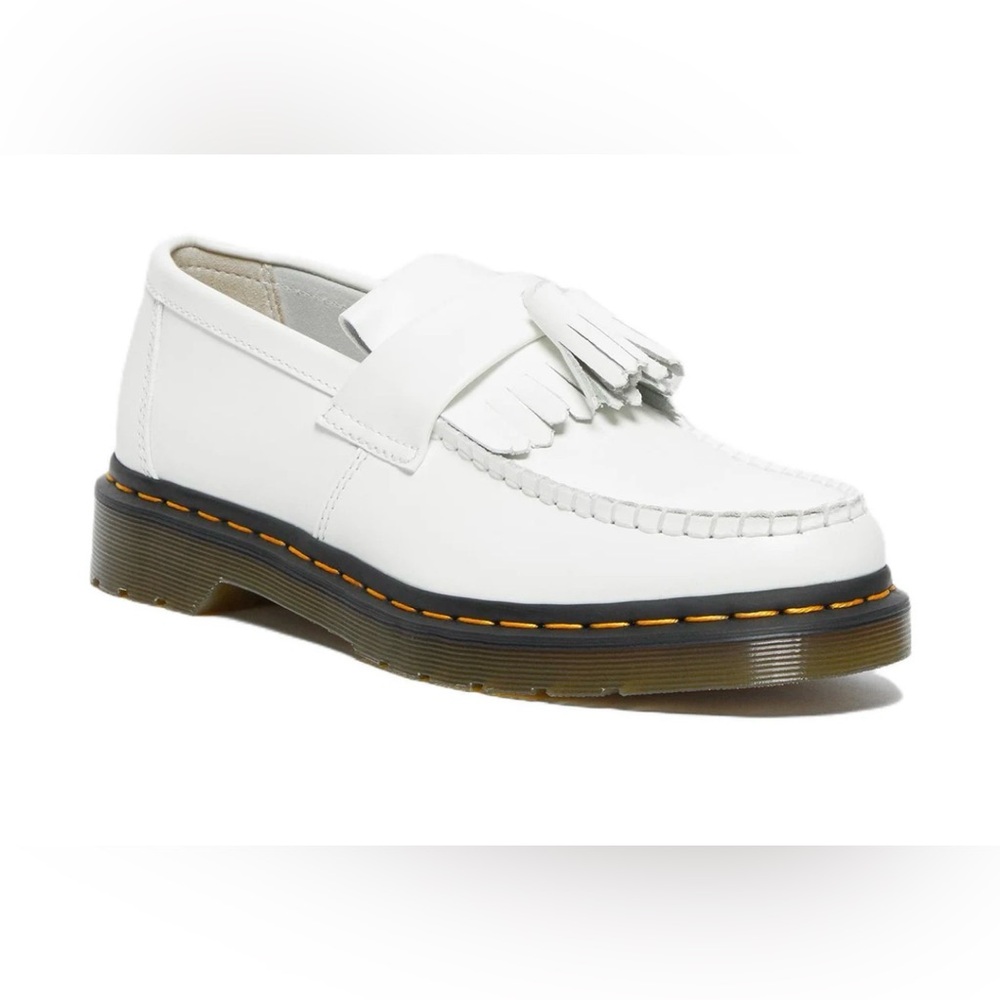 Dr. MartensAdrian Yellow Stitch Leather Tassel Loafers 'White